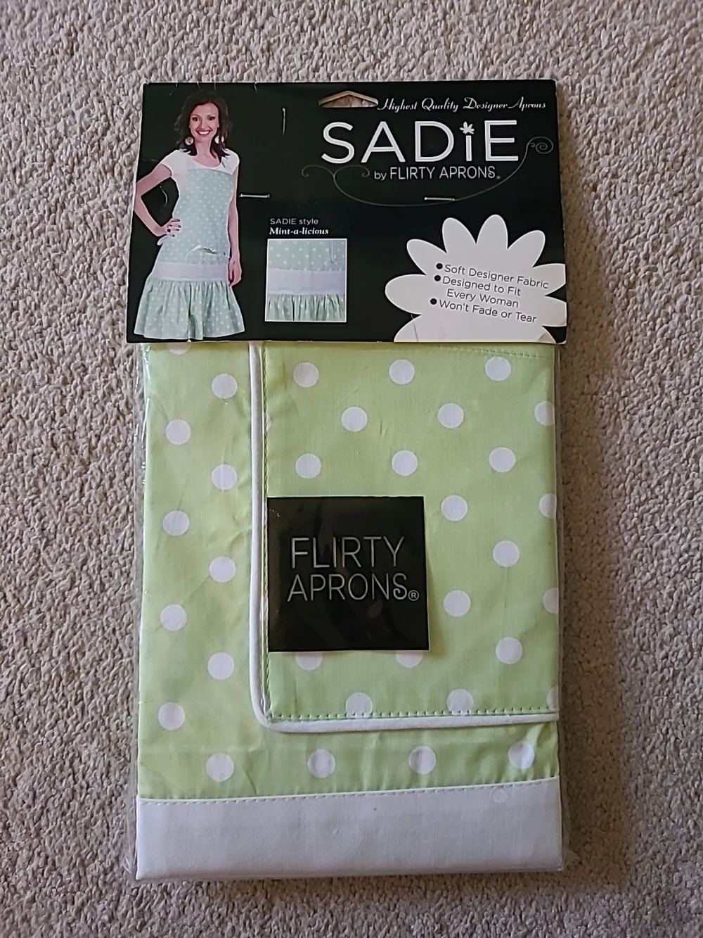 NWT Sadie Flirty Apron- Mint Polka Dot
